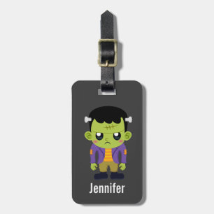 Étiquette À Bagage Halloween monstre Frankenstein Green