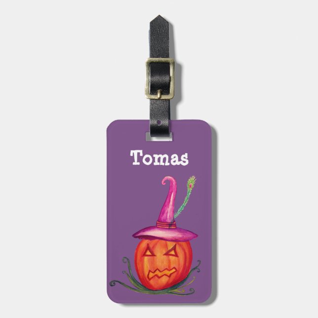 Étiquette À Bagage Halloween Nom Bagages Tags pour Enfants (Devant Vertical)
