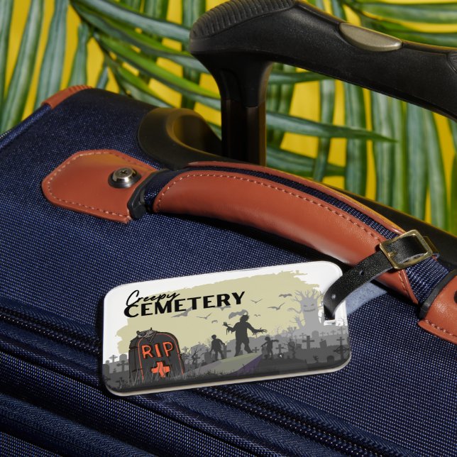 Étiquette À Bagage Halloween Stamp Collection "Creepy Cemetery"  (Insitu Rectoal 3)