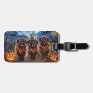Étiquette À Bagage Halloween Tibétain Mastiff Éffrayant