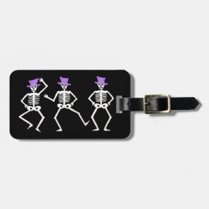 Étiquette À Bagage Halloween Whimsy Dancing Skeletons Purple Top Chap