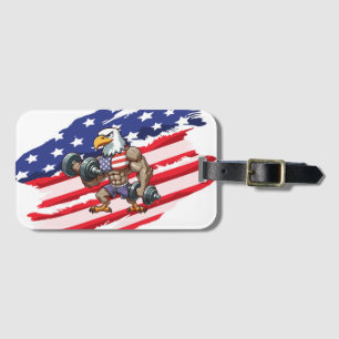 Étiquette À Bagage haltérophilie patriotique aigle chauve USA