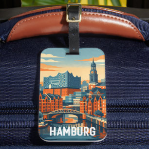 Étiquette À Bagage Hambourg Allemagne Voyage Minimaliste Port