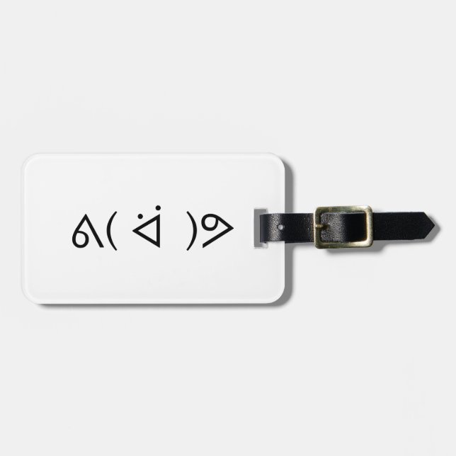 Étiquette À Bagage Happy Gary ᕕ( ᐛ )Meme Emoticon Text Art (Devant horizontal)