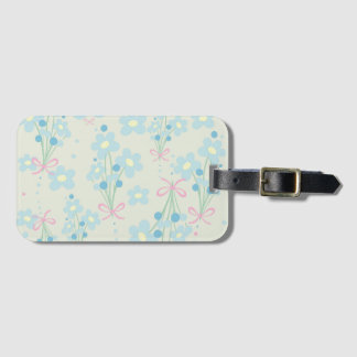 Étiquette À Bagage Harmonie bleu et rose doux