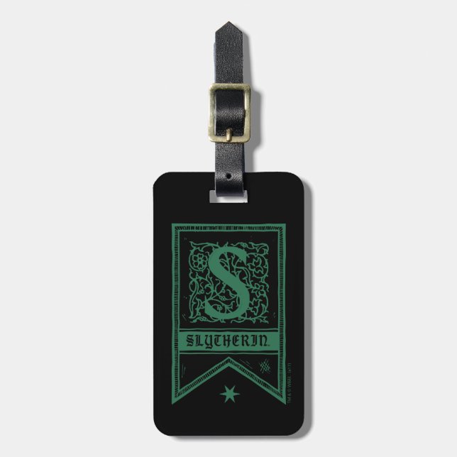 Étiquette À Bagage Harry Potter | Bannière Monogramme Slytherin (Devant Vertical)