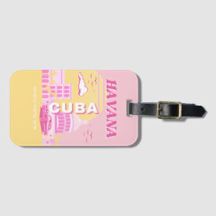 Étiquette À Bagage Havana Cuba Pink Preppy Art