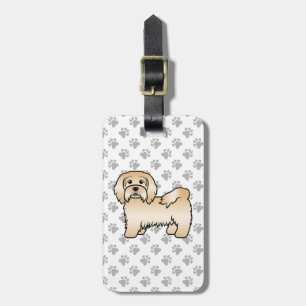 Étiquette À Bagage Havanais Fauve Chien de Dessin Animé Mignon & Text