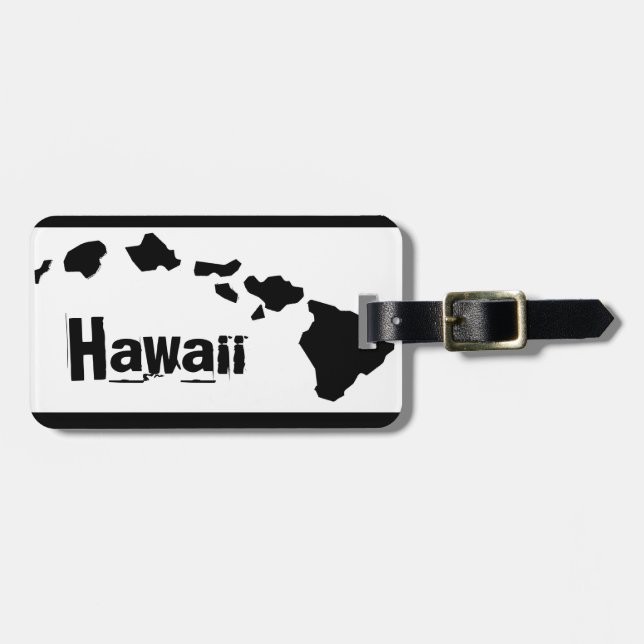 Étiquette À Bagage Hawaii île blanc noir personnalisable étiquette ba (Devant horizontal)