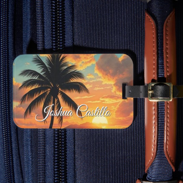 Étiquette À Bagage Hawaii Sunset Calligraphy Simple Professional Name (Insitu Rectoal 4)