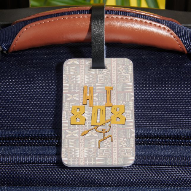 Étiquette À Bagage Hawaiian Paddleman and Tapa (Verso Insitu 4)