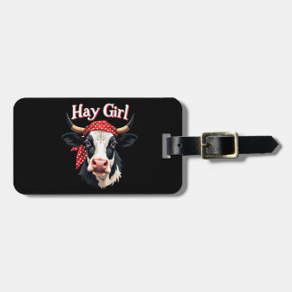 Étiquette À Bagage Hay Girl Farmer Funny Cattle Cow Farm Amateurs