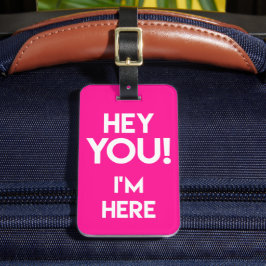 Étiquette À Bagage Hé Toi ! Amusant Neon Pink Bag Attention