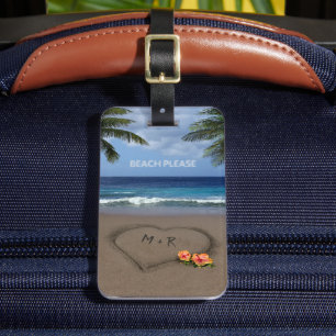 Étiquette À Bagage Heart in the Sand (personnalisable)