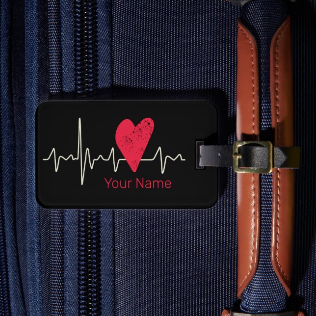 Étiquette À Bagage Heartbeat Pulse Heart Valentine's Day or Mother's (Insitu Rectoal 4)