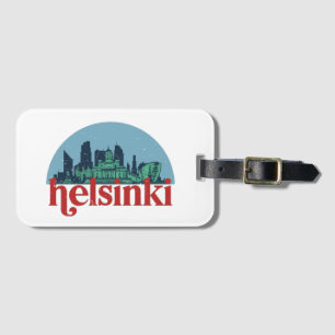 Étiquette À Bagage Helsinki Finlande Ville Skyline Vintage Cityscape