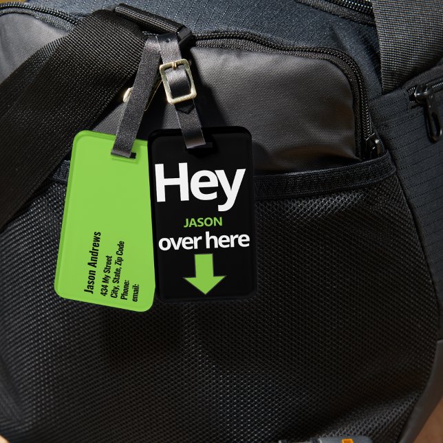 Étiquette À Bagage "Hey ici" Bright Funky (Créateur téléchargé)