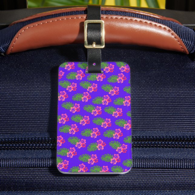 Étiquette À Bagage Hibiscus Hawaiian Flower Motif Nom personnalisé (Insitu Rectoal 2)
