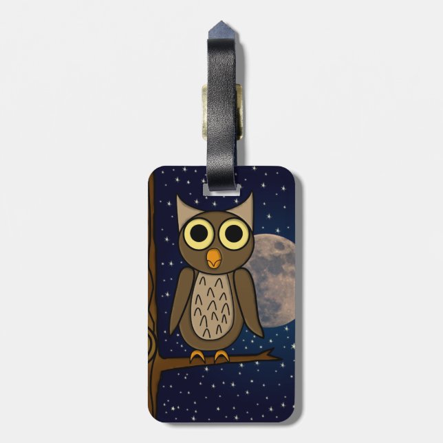 Étiquette À Bagage Hibou (Dos Vertical)