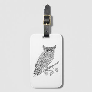 Étiquette À Bagage Hibou magique inspiré se reposant sur la branche