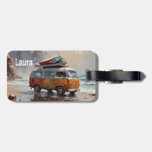 Étiquette À Bagage Hippie Van Seascape Voyageur Mood Art