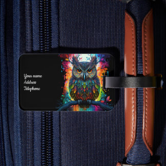 Étiquette À Bagage Hippy Owl, Imaginaire psychédélique