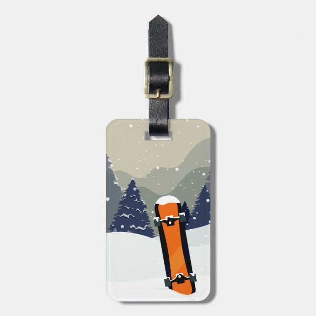 Étiquette À Bagage Hiver Snowboard étiquette de bagage personnalisée (Devant Vertical)
