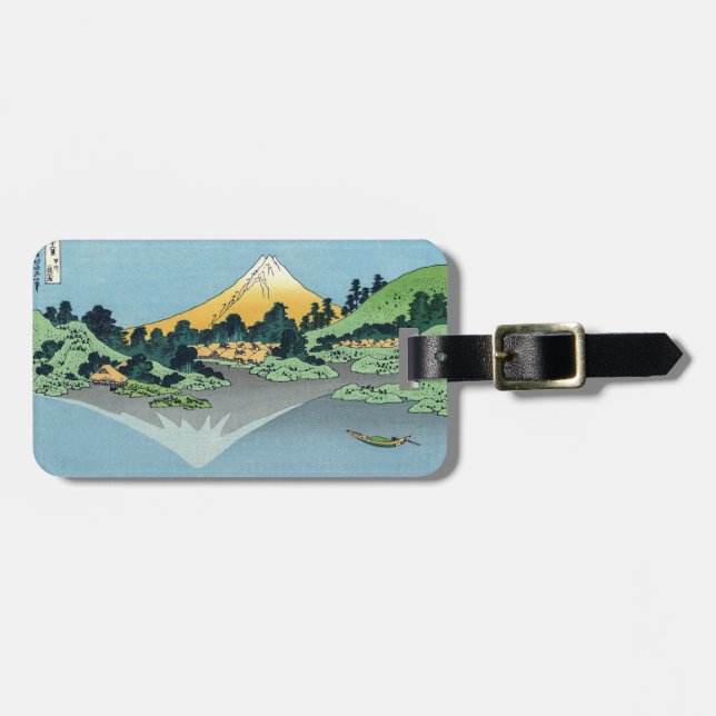 Étiquette À Bagage Hokusai - Le Mont Fuji reflète le lac Kawaguchi (Devant horizontal)