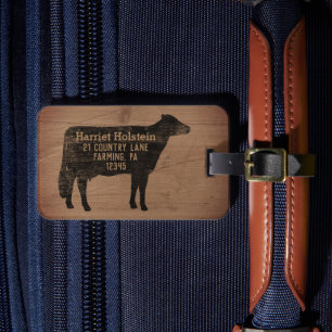 Étiquette À Bagage Holstein Vache Silhouette ferme animal personnalis