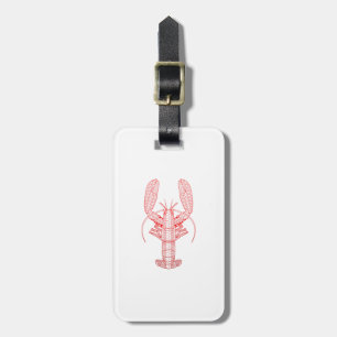 Étiquette À Bagage Homard tribal rouge