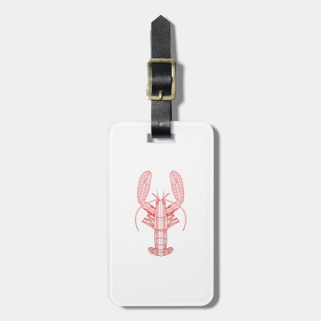 Étiquette À Bagage Homard tribal rouge (Devant Vertical)