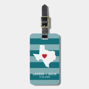 Étiquette À Bagage Home State Map Art - Mariage personnalisé Texas