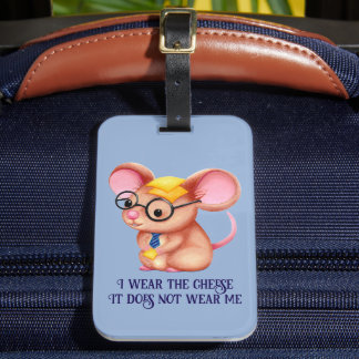 Étiquette À Bagage Homme Fromage Poilu Souris Cravate Lunettes Nerd