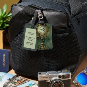 Étiquette À Bagage Horlogerie classique steampunk avec rustique émera