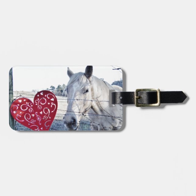 Étiquette À Bagage HORSE coeur Valentine (Devant horizontal)