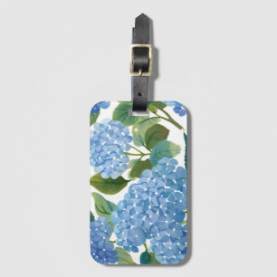 Étiquette À Bagage Hortensias Bleus Buisson Floral Magnifique