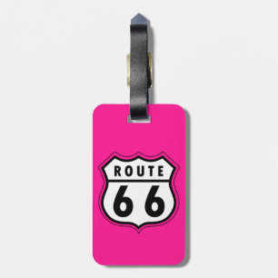 Étiquette À Bagage Hot Pink Route 66 road sign