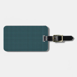Étiquette À Bagage Houndstooth Turquoise et noir