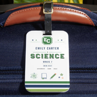 Étiquette À Bagage Housse de l'école de science vert marine personnal