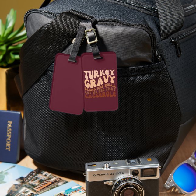 Étiquette À Bagage Humour Turquie Gravy Beans Et Rolls Thanksgiving (Recto & Verso)