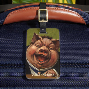 Étiquette À Bagage Humour Vintage, Cochon Victorien Rieur Drôle