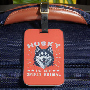 Étiquette À Bagage Husky Est Mon Esprit Animal Majestic Husky Chien