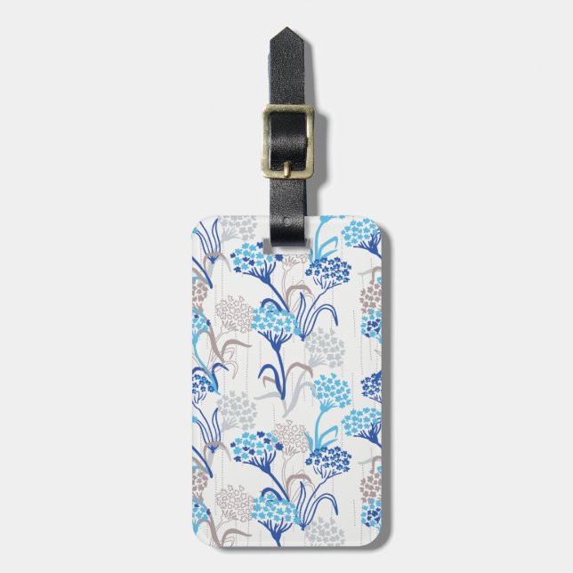 Étiquette À Bagage Hydrangée légère et aérée Motif floral (Devant Vertical)