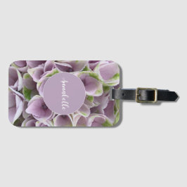 Étiquette À Bagage Hydrangée verte pâle et mauve