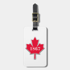 Étiquette À Bagage I LOVE Canada - Feuille d'érable rouge - Est 1867
