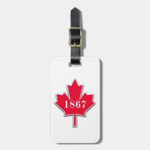 Étiquette À Bagage I LOVE Canada - Feuille d'érable rouge - Est 1867