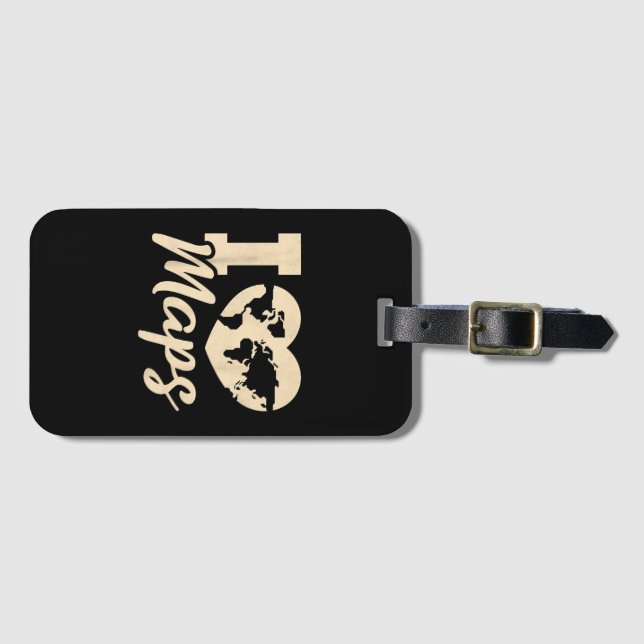 Étiquette À Bagage I Love Maps, Geography (Devant Horizontal)