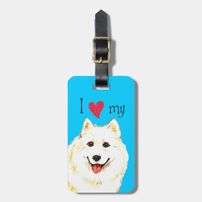 Étiquette À Bagage I Love my samoyed (Devant Vertical)