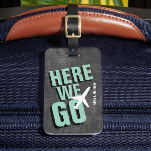 Étiquette À Bagage Ici nous allons voyager avion