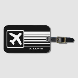 Étiquette À Bagage Icône monogramme de l'avion signe les étiquettes d